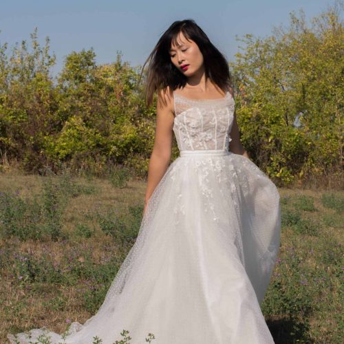 robe de mariee plumetis dentelle florale-3